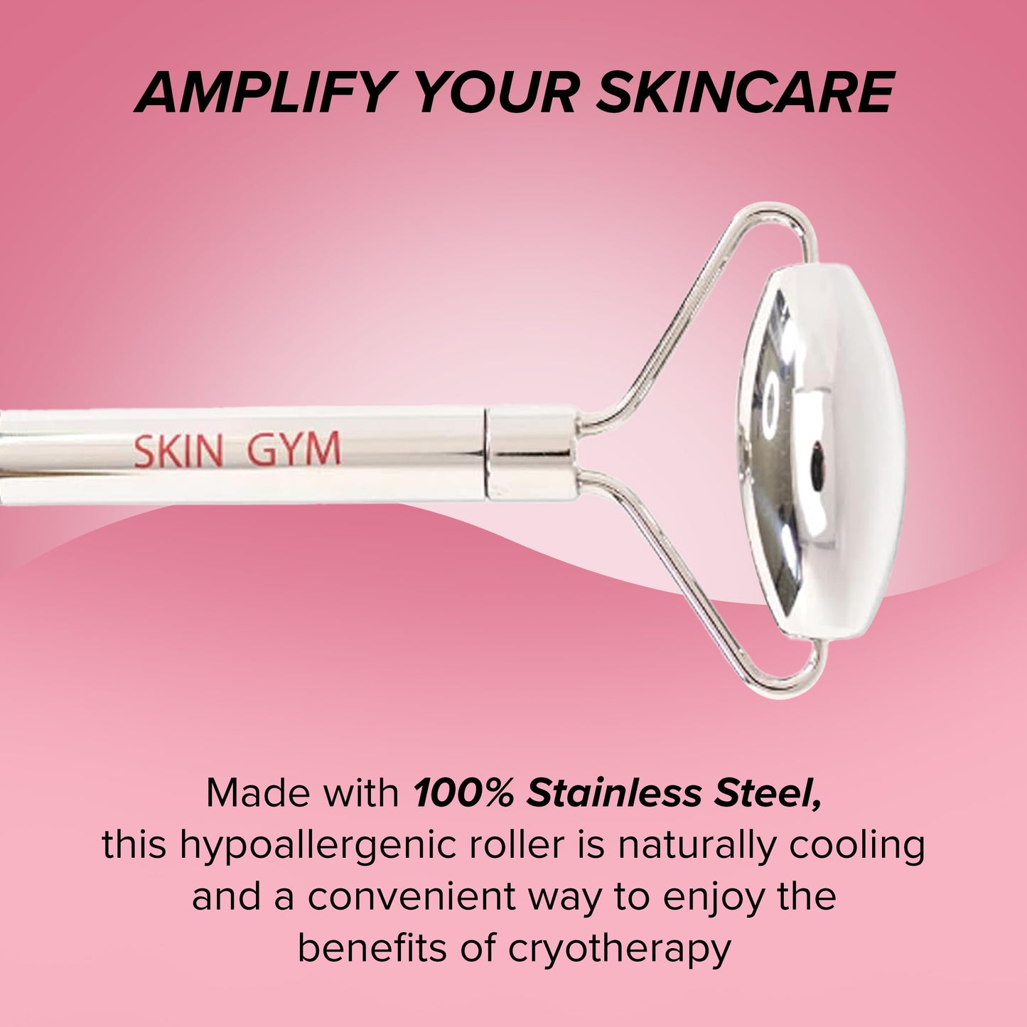 Skin Gym Face Roller for Wrinkles and Lifting - Anti-Aging Face Massager Skin Care Beauty Tool - Boost Radiance, Rejuvenate Skin, Sculpt, Lift and Define, Silver