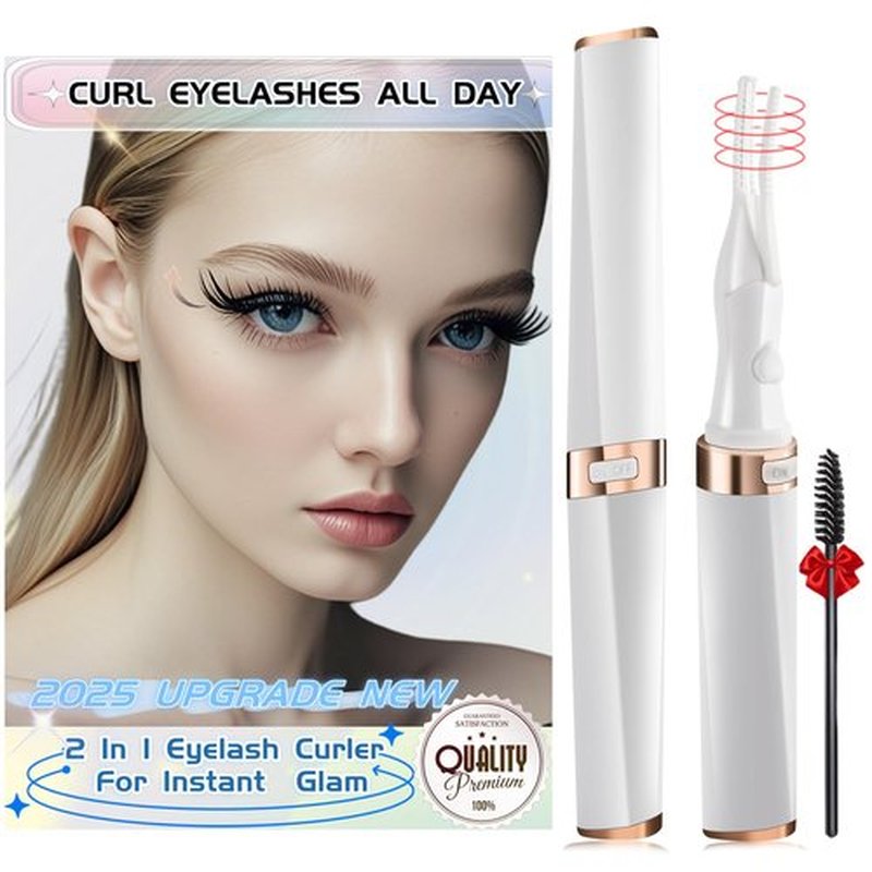 Heated Eyelash Curler - 2 in 1 Clip-Type Eyelash Curler - Heated Lash Curler - Electric Eyelash Curler Rechargeable for 24H Long-Lasting Natural Eyelashes, 3 Heating Modes, 8S Fast Heating, White