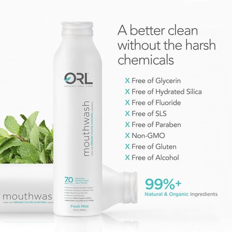 ORL Natural & Organic Mouthwash Uniquely Formulated to Clean Your Mouth Whiten Your Teeth Strengthen Tooth Enamel