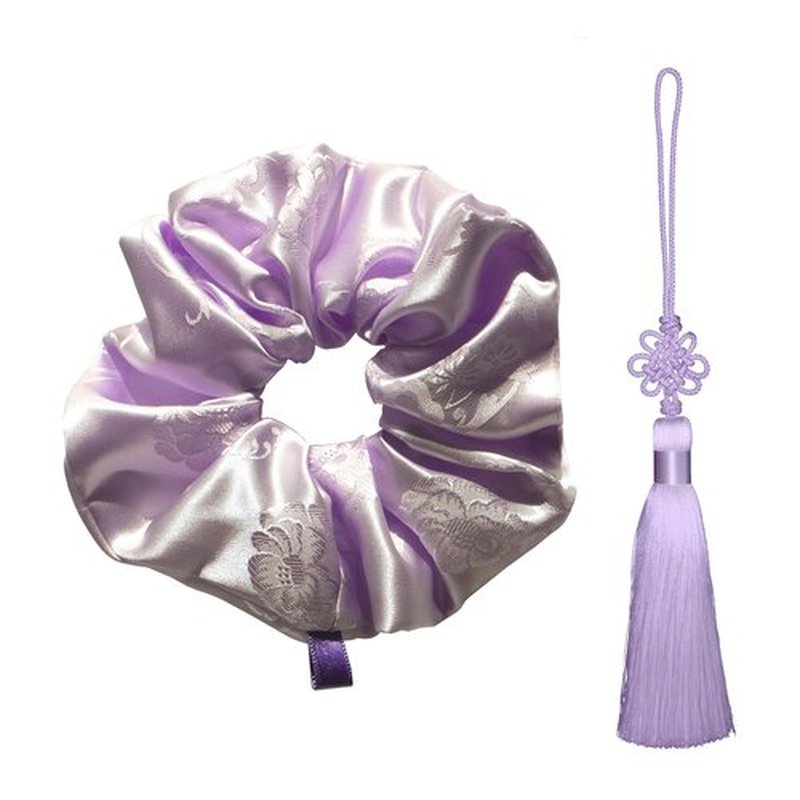 Generic Scrunchie WSF Korean Hair - Handmade Soft Scrunchies for Hair, Hanbok ShuShu Scrunchies for Girls & Hair Ties for Women (Mavv & Simple Trinket Tassel)