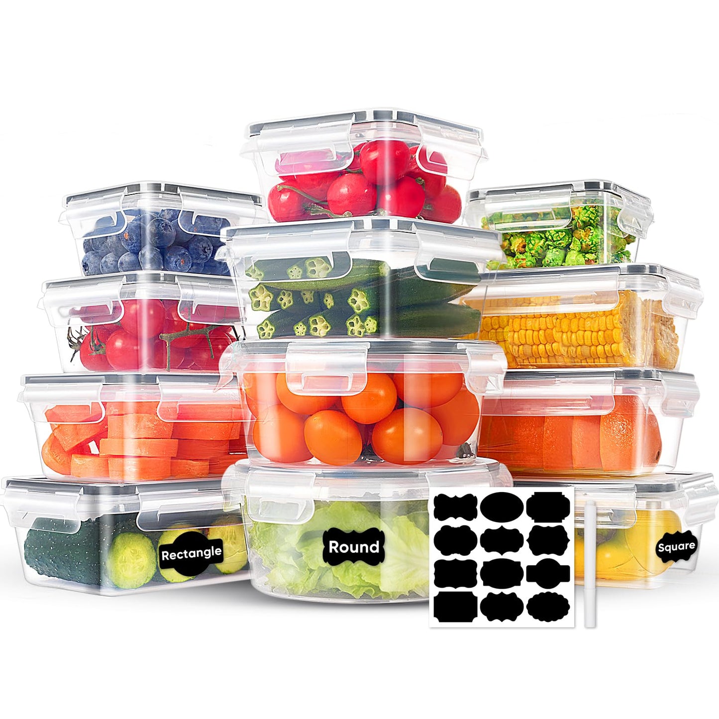 AGNDTXR 24-Piece Food Storage Containers, Leakproof Airtight