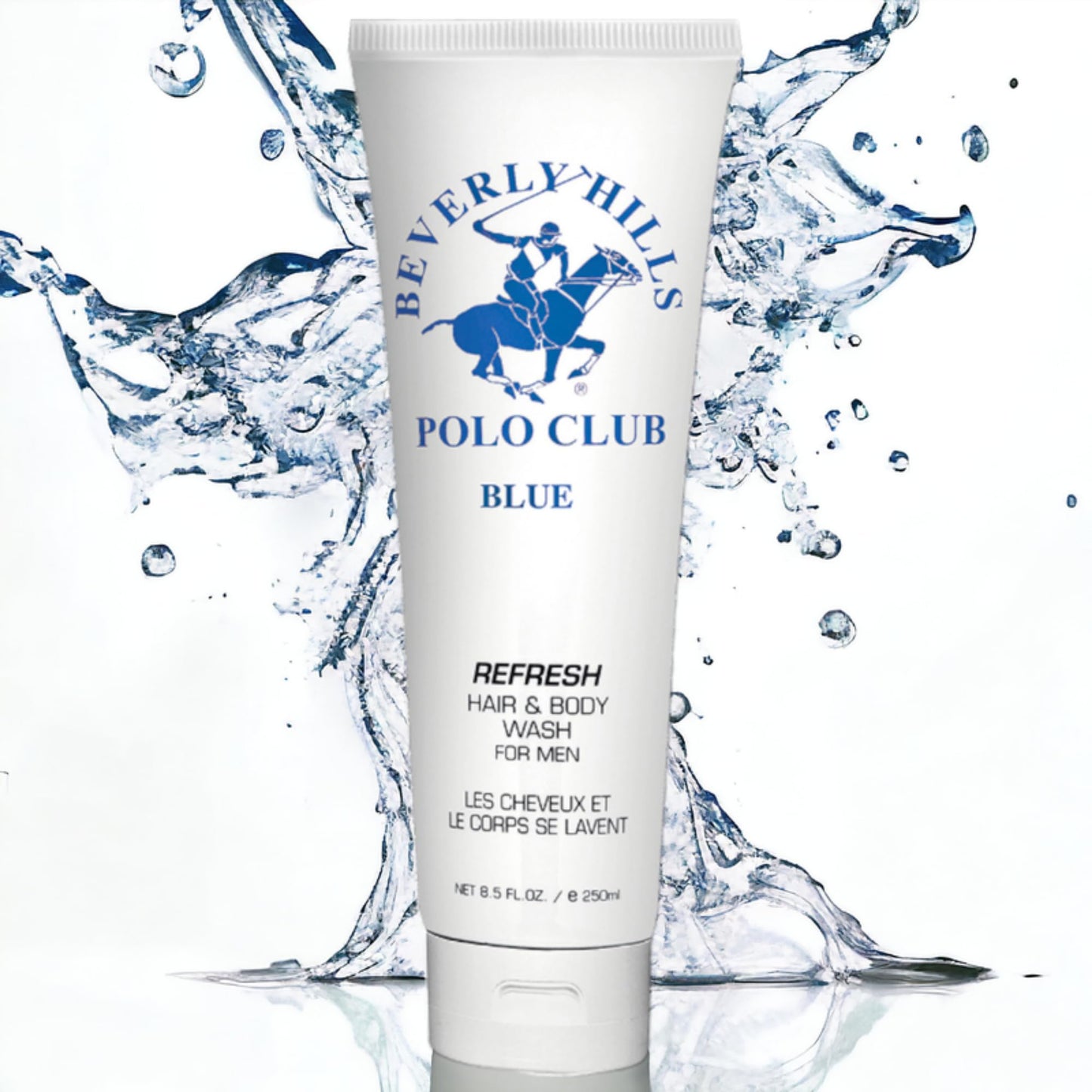 Beverly Hills Polo Club Men's Hair & Body Wash | Refreshing & Cleansing with Luxury Designer Scents | Long-Lasting Fragrance for Him (Blue)