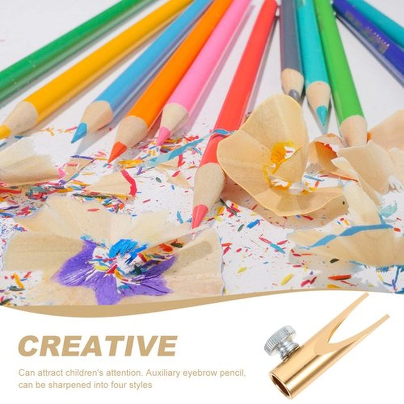 Beavorty Hand Tools Eyebrow Pencil Sharper Duckbill Sharpener Manual Makeup Sharpening Tool for Eyebrow Lip Pencils Cosmetic Pencil Eyeliner Lipliner Pencils Golden Color Pencils