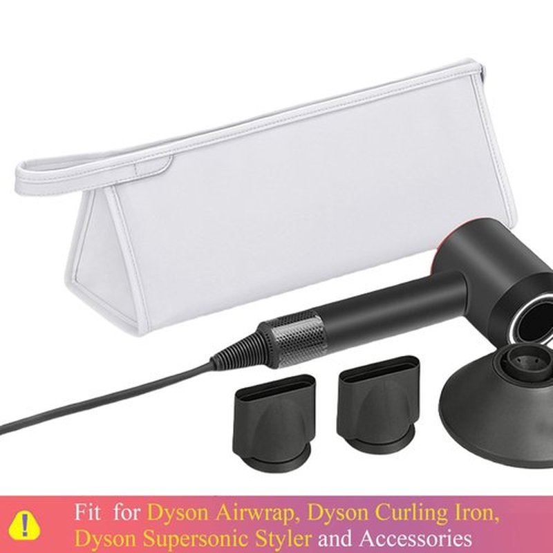 BAGCRAZY Leather Travel Case Travel Case Compatible with Dyson Airwrap Styler, Portable Waterproof Dyson Airwrap Travel Case, Airwrap Organizer Bag for Shark FlexStyle Attachments Storage, White