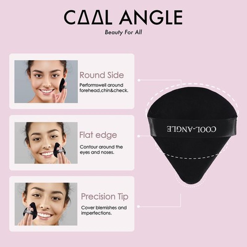 COOL-ANGLE 6Pcs Triangle Makeup Powder Puffs For Face Powder Flawless Beauty Soft Washable And Reusable Applicators For Under Eyes And Face Corners, Loose Setting Powder