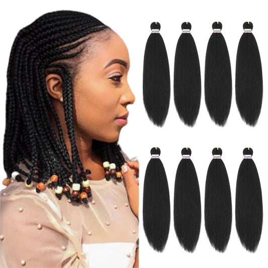 zepin Pre Stretched Braiding Hair 12 Inch 8 Packs Professional Soft Yaki braiding Hair For Braids Hot Water Setting Synthetic Crochet Hair Extensions (12 Inch (Pack of 8), 1B)