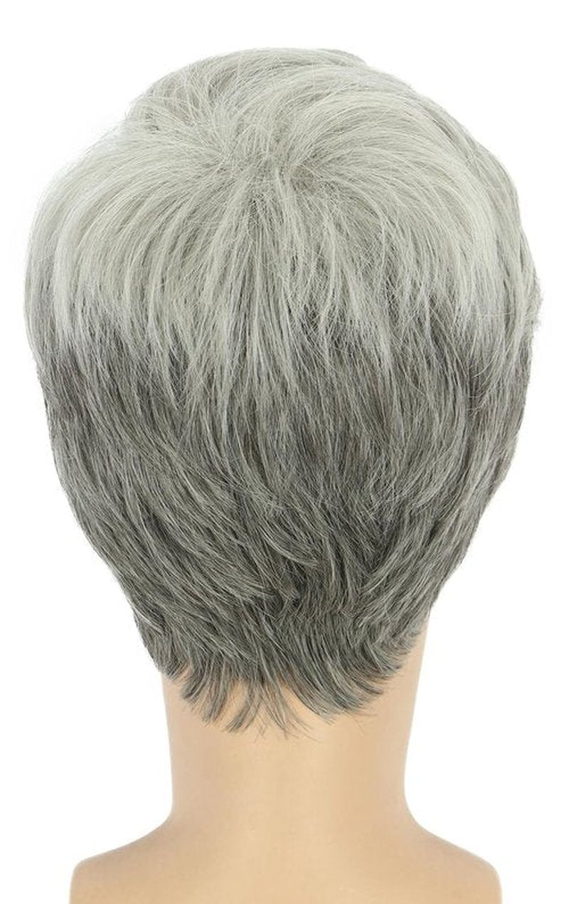 yuehong Short White Gray Wig Old Man Synthetic Wig Grandpa Wig with Mustache for Halloween Cosplay Party