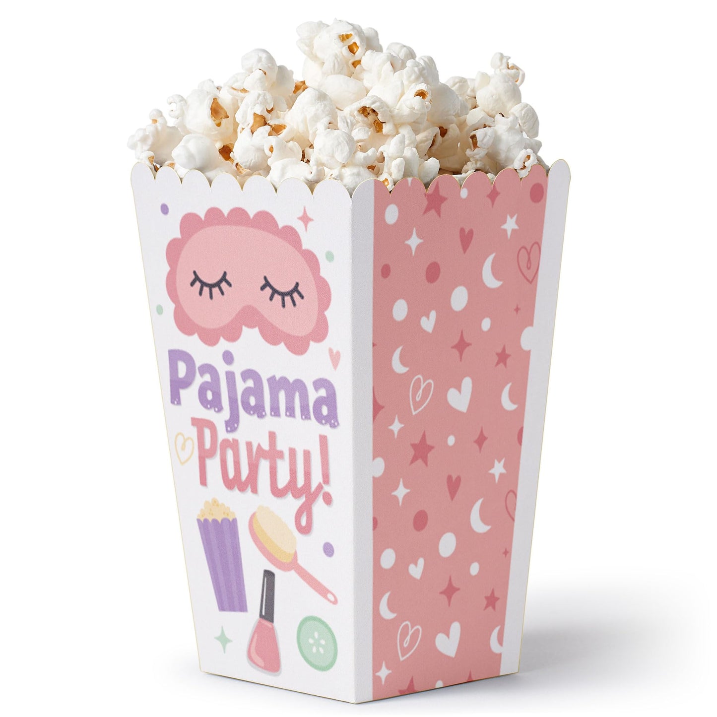 Big Dot of Happiness Pajama Slumber Party - Sleepover Favor Boxes, Birthday Party Popcorn Boxes, Treat Bag for Girls, Special Snack Box Set - 12 Ct