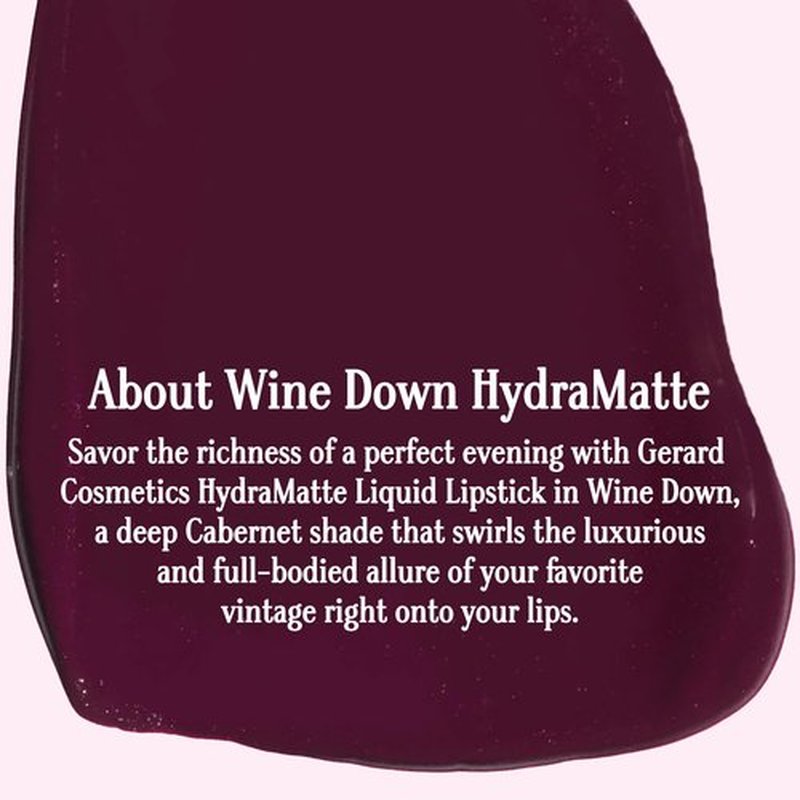 Gerard Cosmetics HydraMatte Liquid Lipstick Wine Down | Wine Lipstick with Matte Finish | Long Lasting and Non-Drying | Super Pigmented Fully Opaque Lip Color
