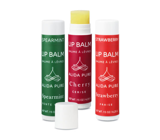 ALIDA PURE Berry Mint Lip Balm Collection, Vegan Lip Balm Set, Bees Wax Free, Coconut Oil Free, Avocado Oil, Organic Jojoba Oil, Vitamin E, Natural Moisturizer For Dry Cracked Lips, 3 Tube Set