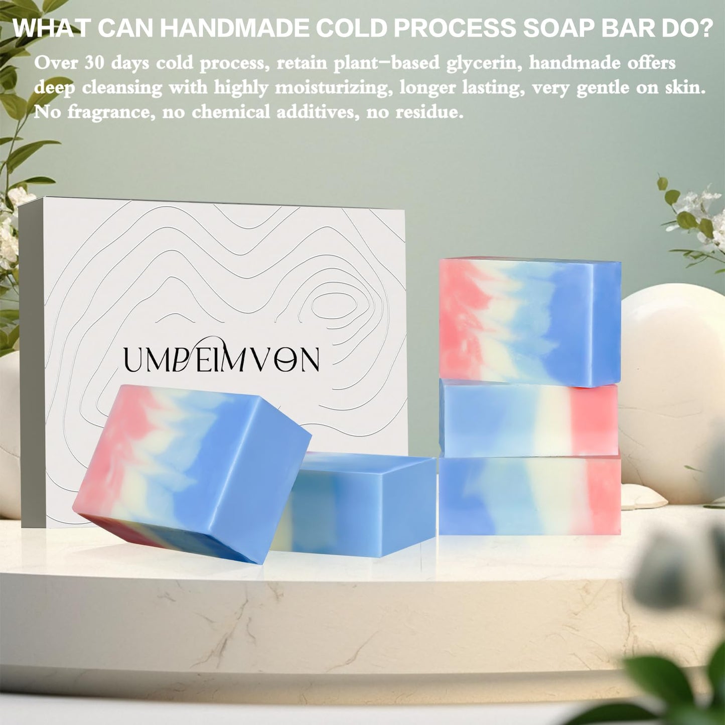 Umpeimvon Turmeric Soap Bar for Face and Body, Organic Tumeric Soap Natural Handmade Bar Soap Cold Process with Moisturizing Olive Oil, Nourish and Soothe Face Body for Radiant Glow, 3.53 oz