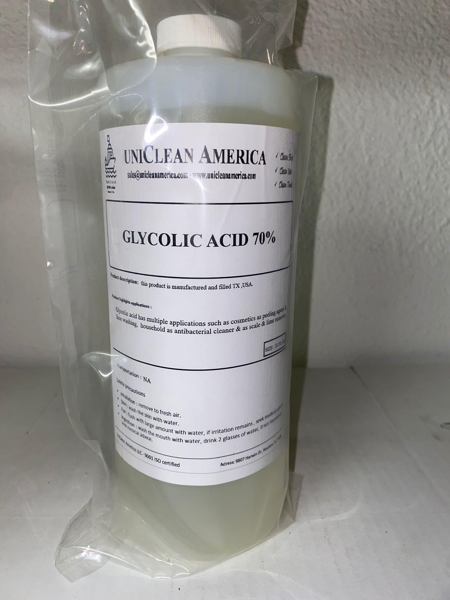 Glycolic Acid 70% - High Purity - Made in USA - Size: 16 fl oz