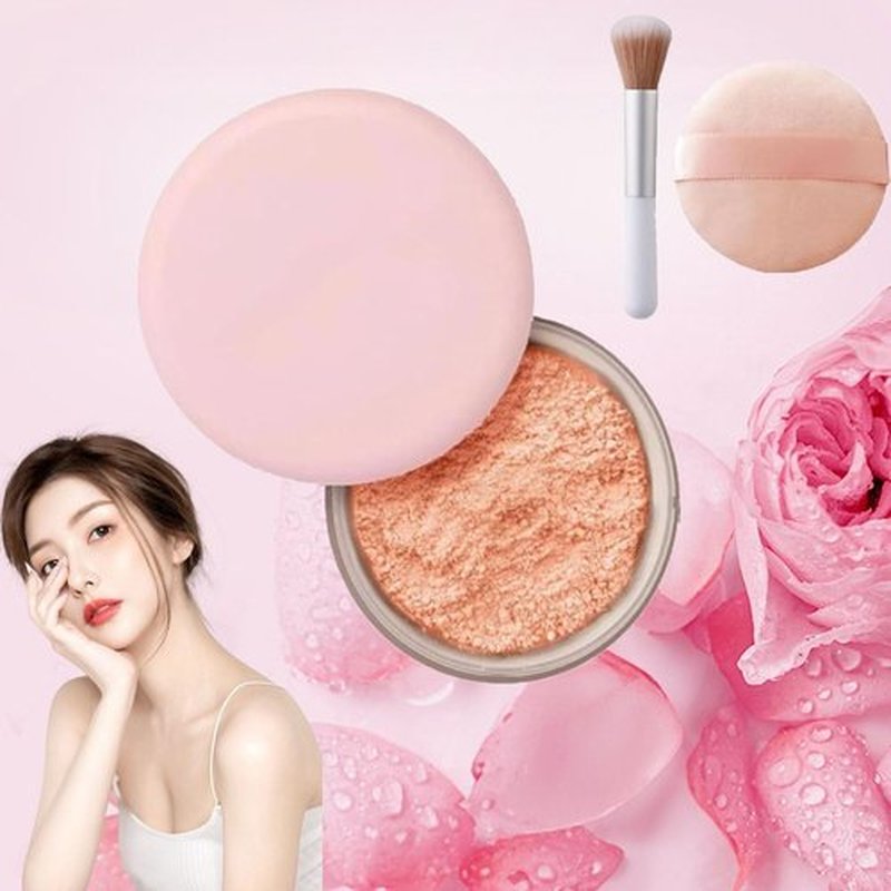 Luminance Milano Pink Powder, Luminance Milano Powder, Allaur Beauty Pink Setting Powder, Beauty Blurring Powder, Beauty Pink Setting Powder, Waterproof Setting Powder, for All Skin Tones(02#)