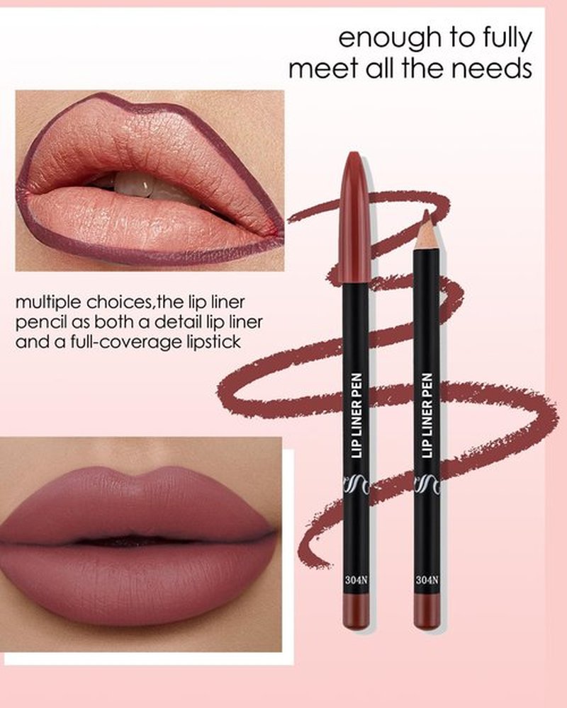 Matte Lip Liner Pencil Set, 12 Colors Creamy Lipliner Crayon, Long Lasting Waterproof Lip Tint Stain, Smooth, High Pigmented, Smudge-Proof Non-Stick Cup Lipstick Makeup Pen, Lip Liners Kit for Women-S