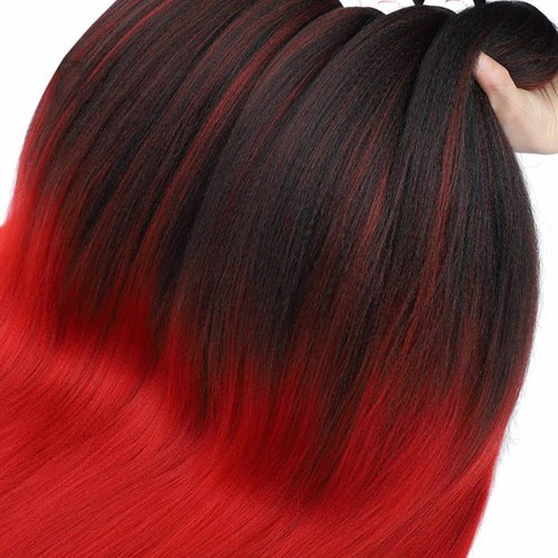 Pre Stretched Braiding Hair 26 Inch Ombre Red Braiding Hair 8 Packs Long Hair Extensions Braiding Twist Braids Itch Free Hot Water Setting Yaki Straight Synthetic Hair Extensions for Women