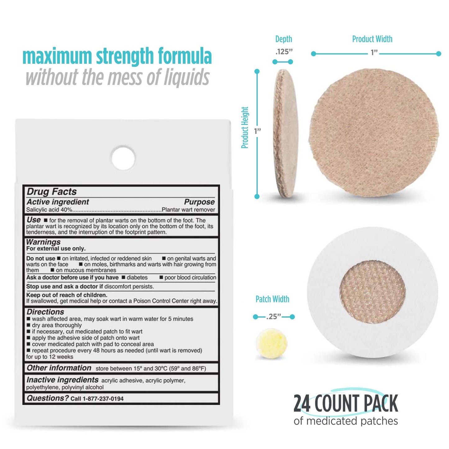 Comfort Zone Plantar Wart Removal Kit, Maximum Strength Salicylic Acid Plantar Wart Remover for Feet with Medicated Patches & Concealing Pads, 24 Count