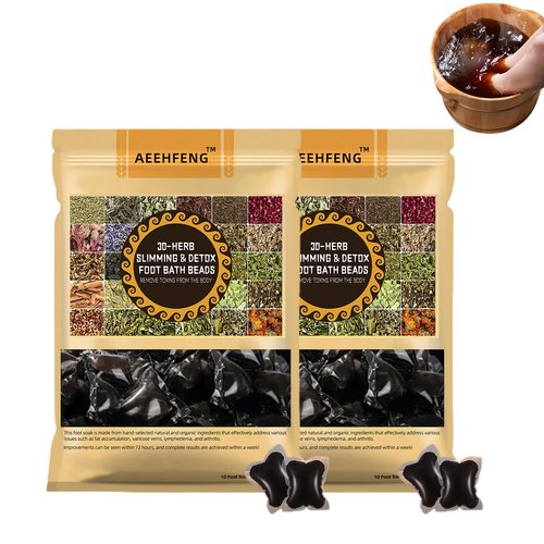 Aeehfeng 30-Herb & Detox Foot Bath Beads,Detox Foot Bath,Herb Detox Foot Bath Beads, Detoxing Herbs Foot Soak Beads for Relaxing and Soothing Body Sore Tired (2PCS)