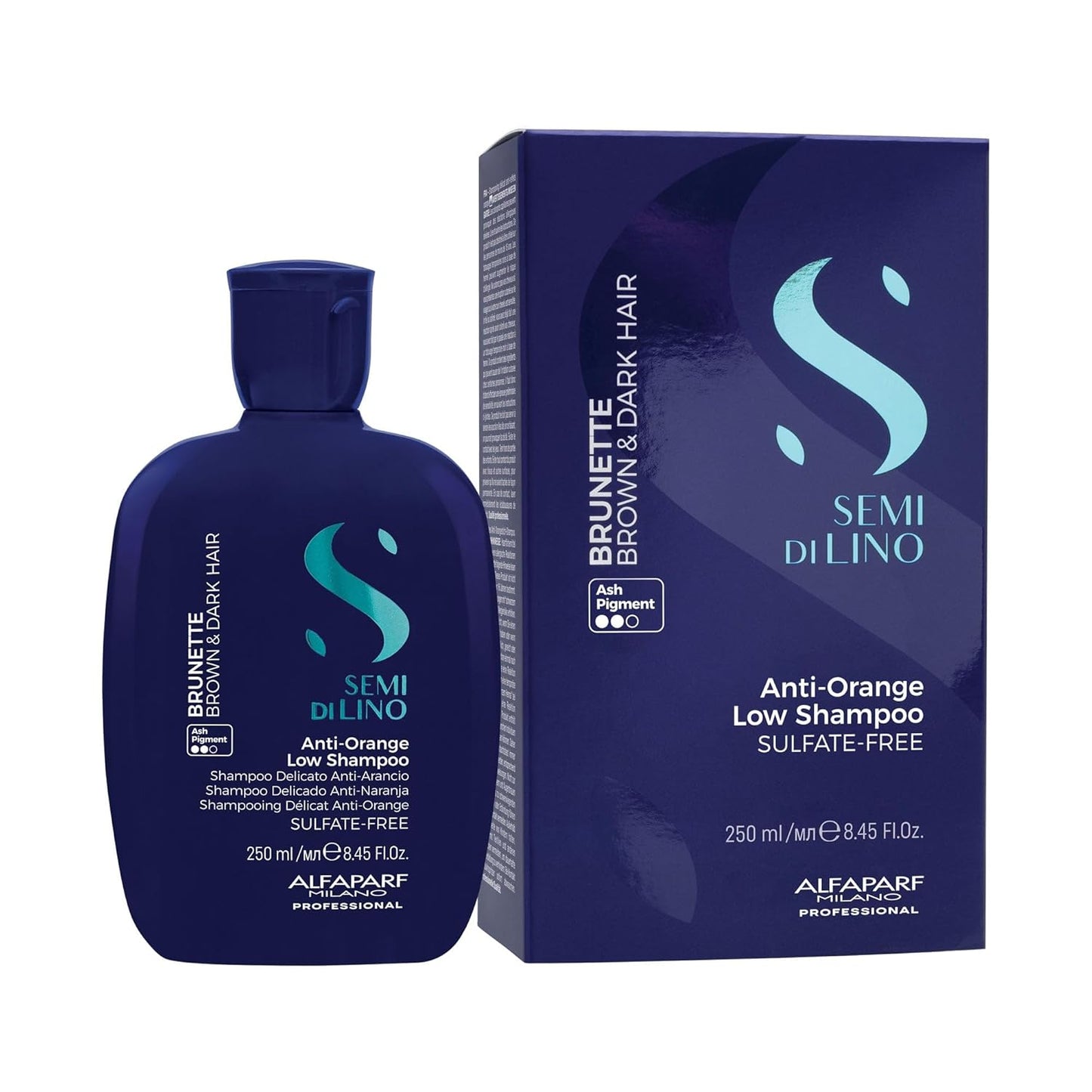 Alfaparf Milano Semi Di Lino Blue Shampoo for Brown & Dark Hair - Sulfate-Free, Brass Neutralizing (8.45oz)