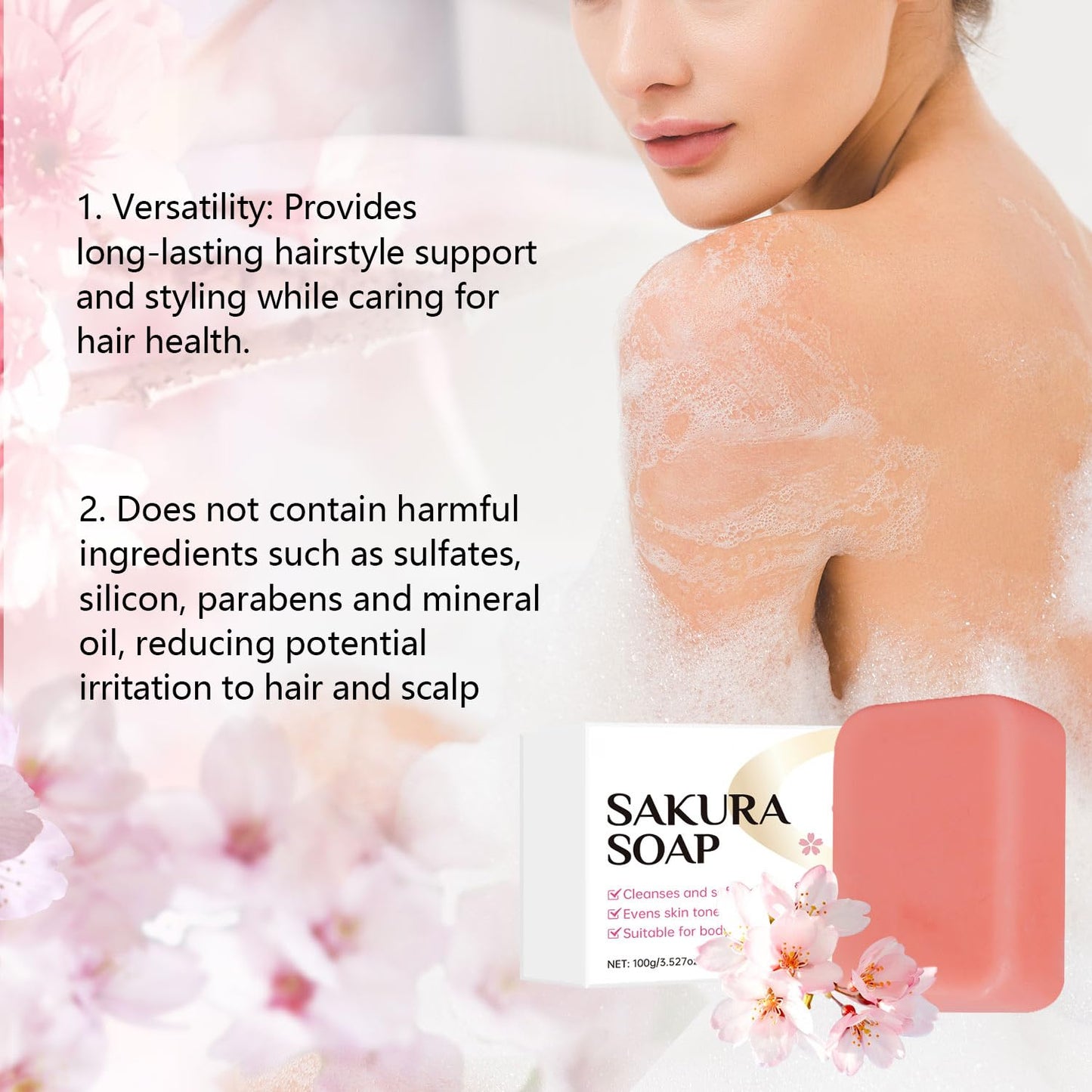 Vawolecy Sakura Soap for Face and Body, Cherry Blossom Soap Bar, Cleaing, Softening, Evening Skin Tone