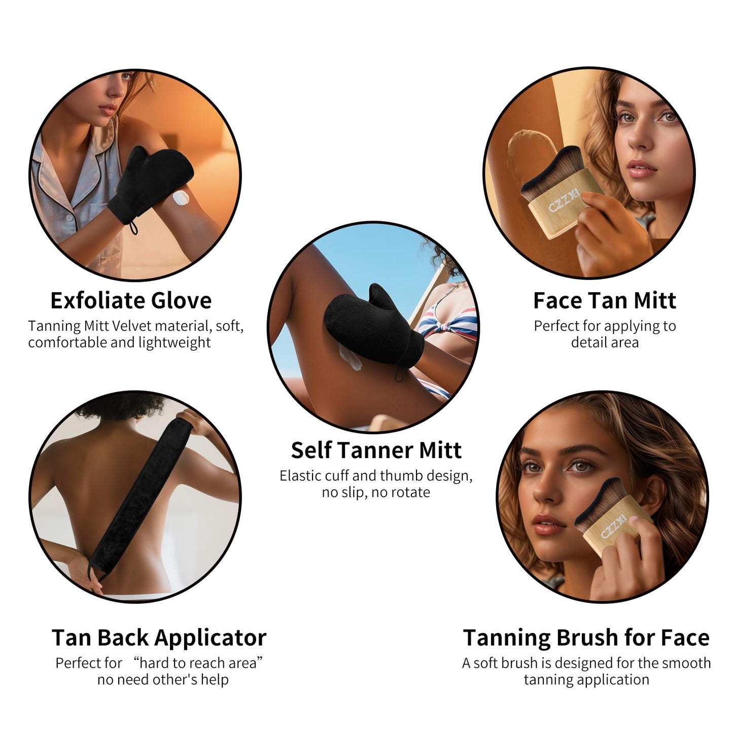 CZZXI Tanning Mitt, Body Brush & Back Tanner Applicator Kit