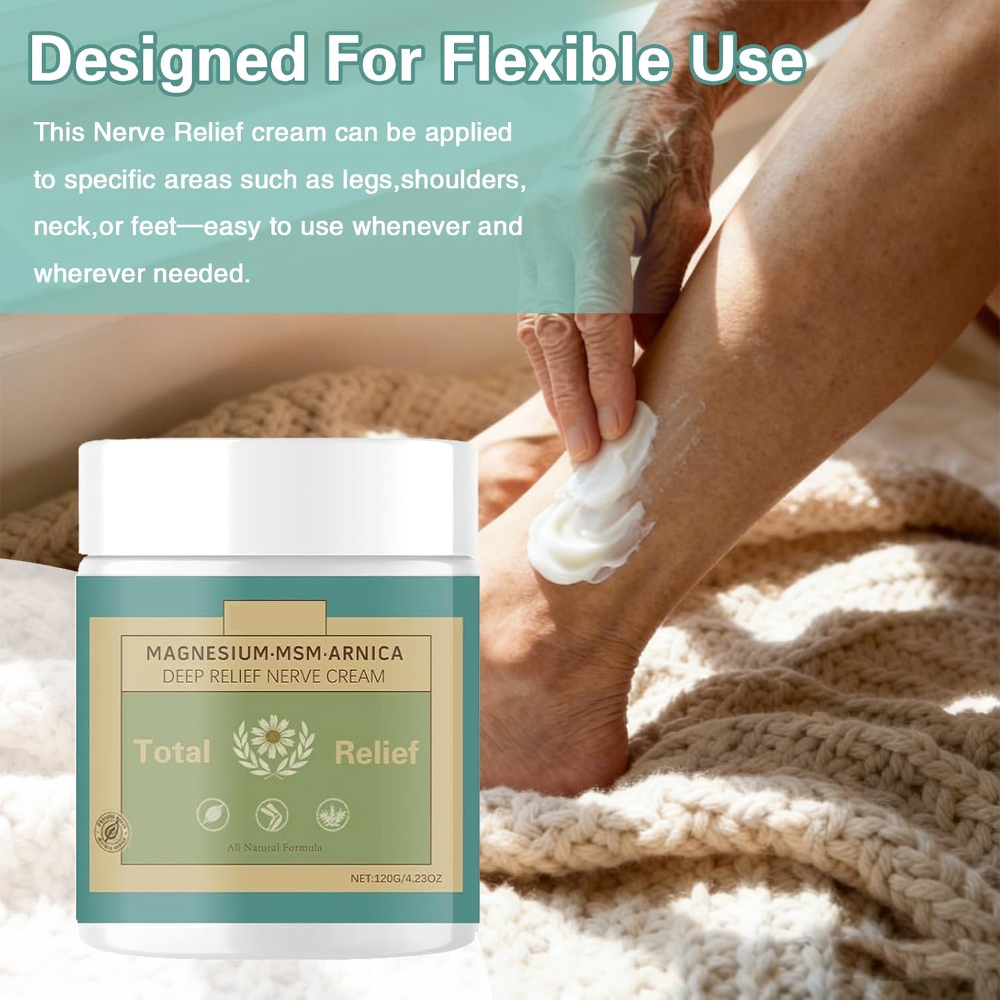 HANGWON Total Relief Magnesium Soothing Cream Advanced nerve Comfort with Arnica, Menthol, MSM,Fast-Absorbing for Relief Joint, Feet, Hands, Legs, Muscles, and Waist, Natural Ingredient -4floz/114g