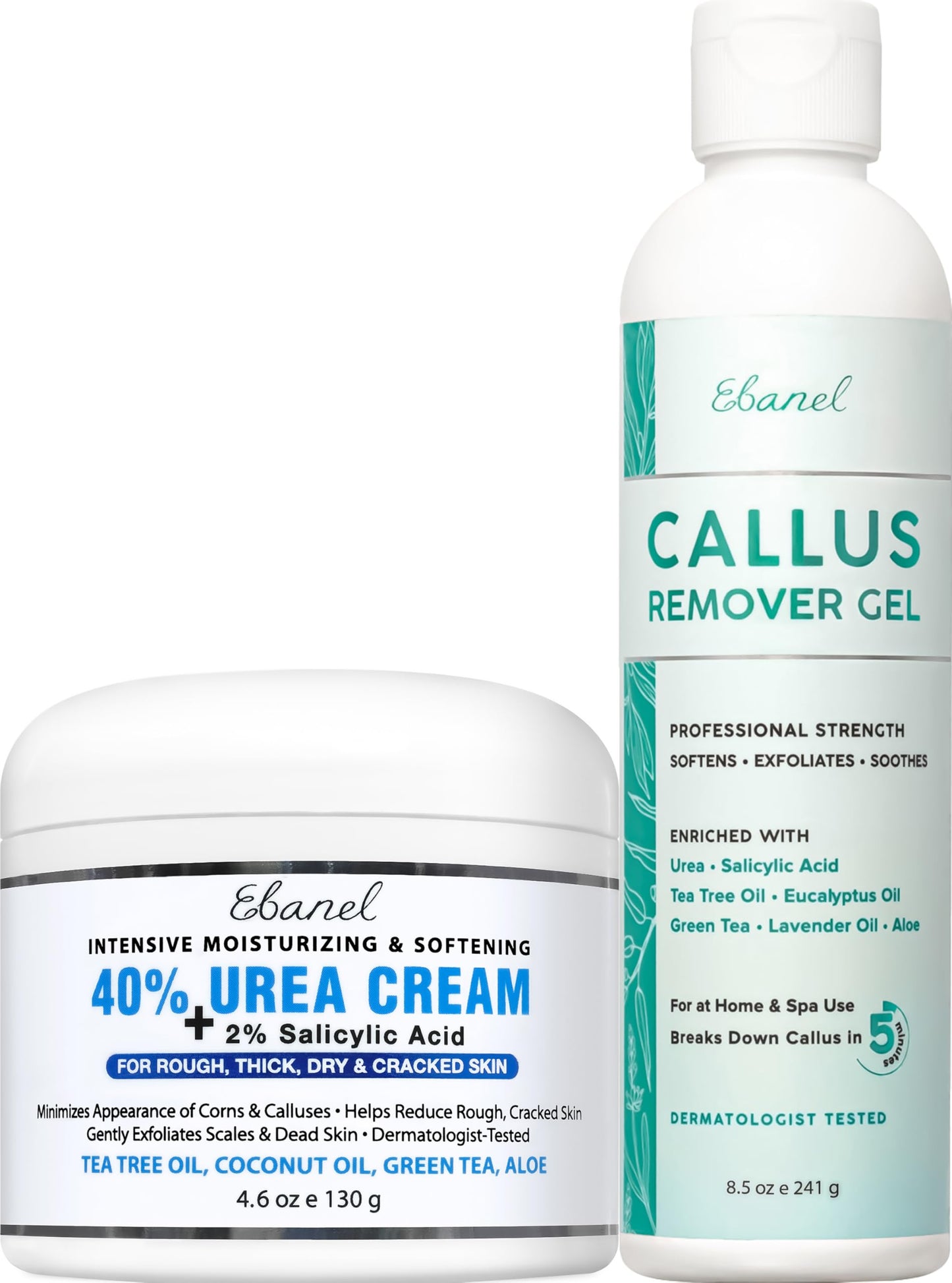 Ebanel Set of Salon Grade Callus Remover for Feet Gel + 40% Urea Foot Cream