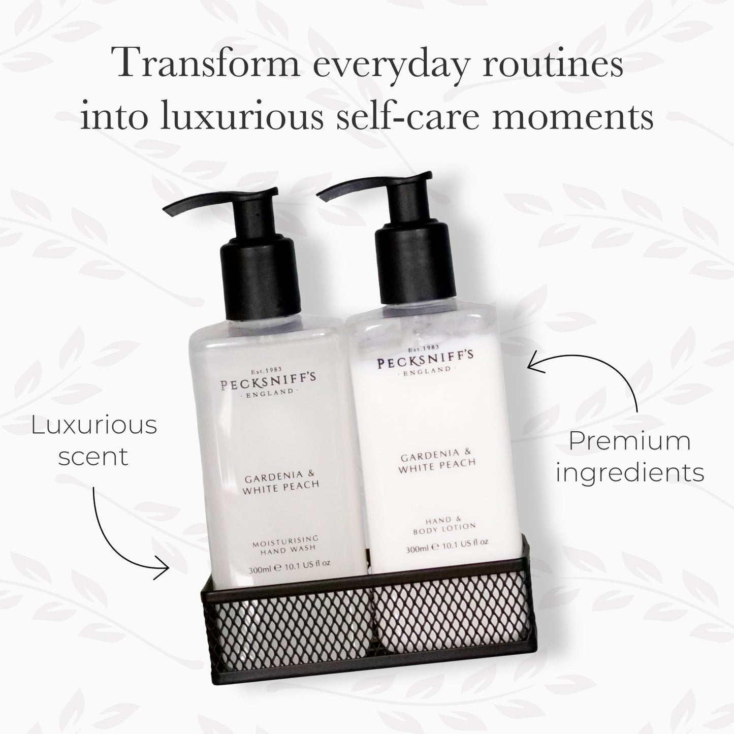 Pecksniff's Gardenia & White Peach Hand Wash and Body Lotion Set, 300ml 10.1 fl. oz. each