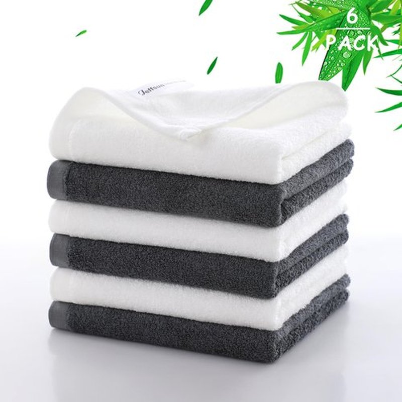 JEFFSUN Makeup Remover Towels 6 Pack, 13x13 inch XLarge Wash Cloths for Face and Body, Super Soft and Gentle Face Towels on Sensitive Skin, Easy to Rinse Grey Facial Cleaning Cloths for Bathroom