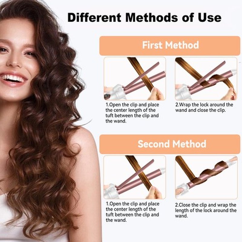 1 1/4 Inch Curling Iron,Curling Wand for Long Hair,5 Adjustable Temp LCD Digital Control,32 mm Thin Long Barrel Curling Iron Double Voltage 110-240V