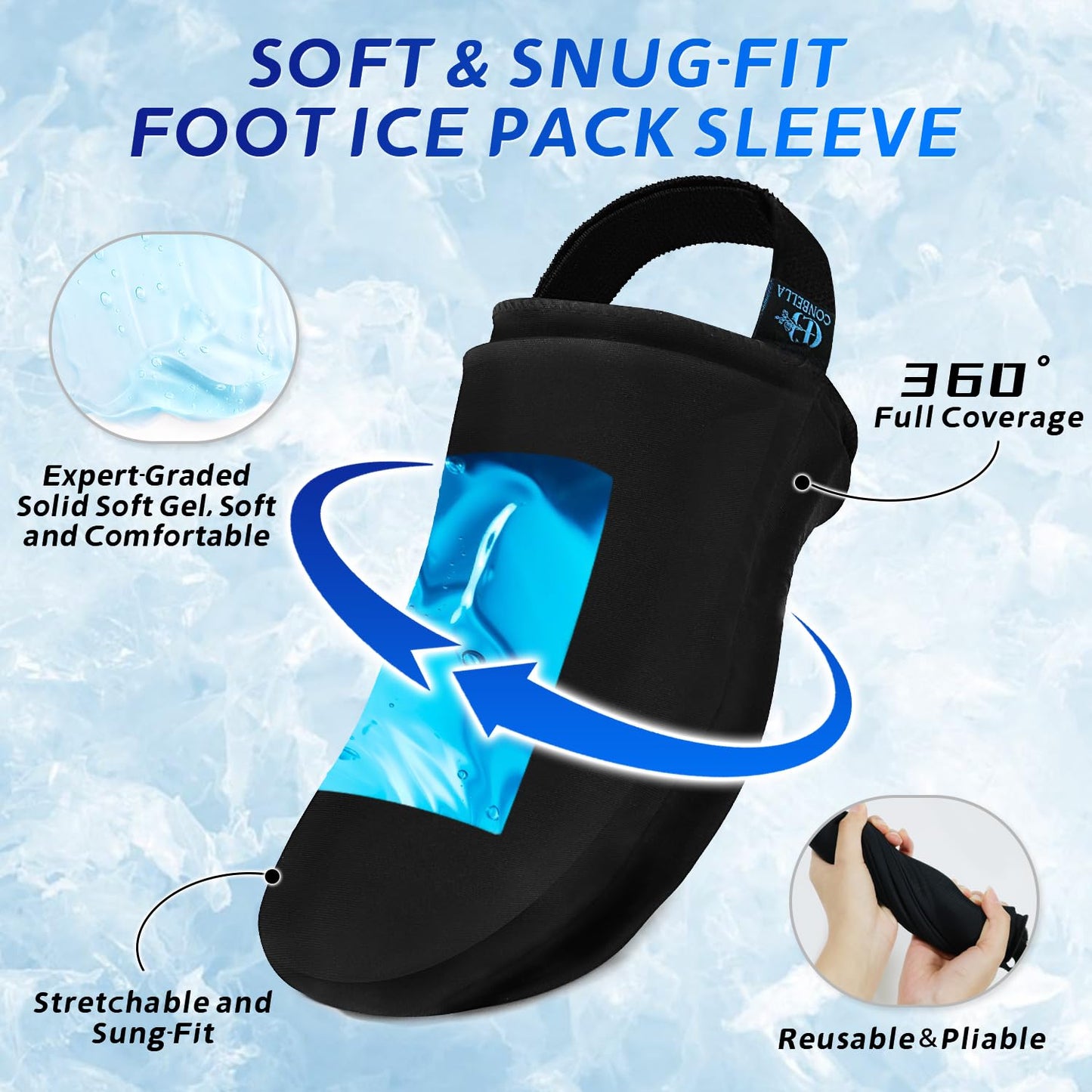 Conbella Foot Toes Ice Pack Wrap – Wearable Forefoot Gel Ice Pack with Strap for Broken Toes, Surgery Recovery, Gout & Plantar Fasciitis, Hot and Cold Therapy Reusable Adjustable