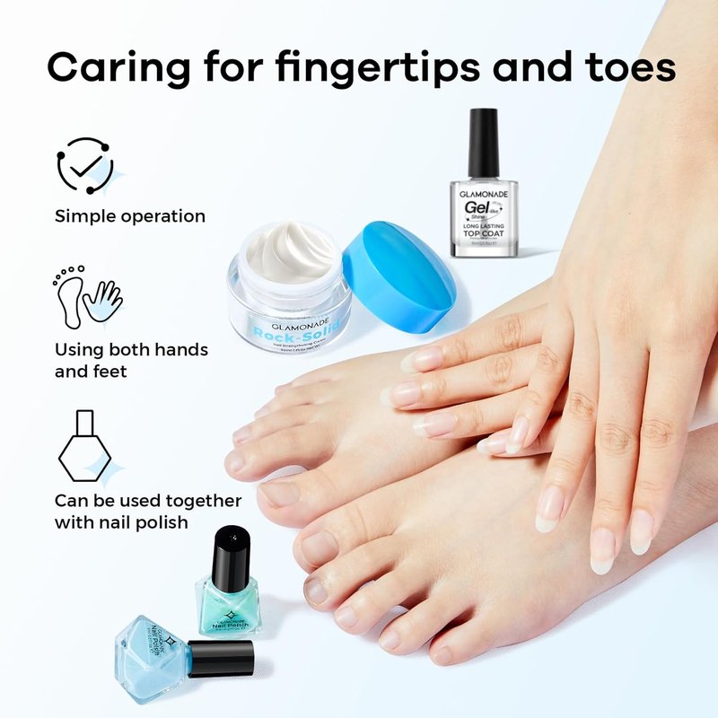Glamonade Hard Nail Strengthening Cream - Plant-Based Nail Strengthener & Cuticle Treatment | 1 oz for Damaged Nails