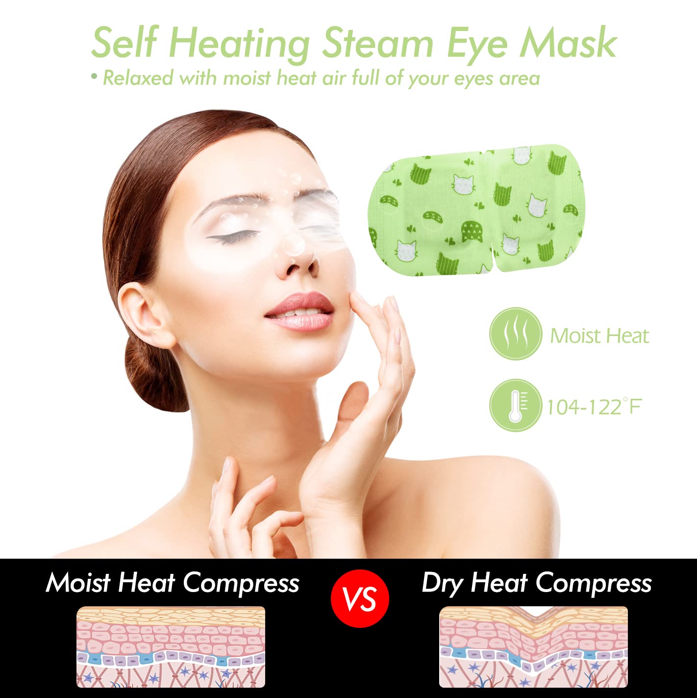 Jekeno Steam Eye Mask, 20 Packs Eye Masks for Dry Eyes, 40-60 Minutes Self Moist Warm Compress Heated Disposable Mask for Sleep, Spa Relaxing Trip Gifts, Travel Essentials for Women Men