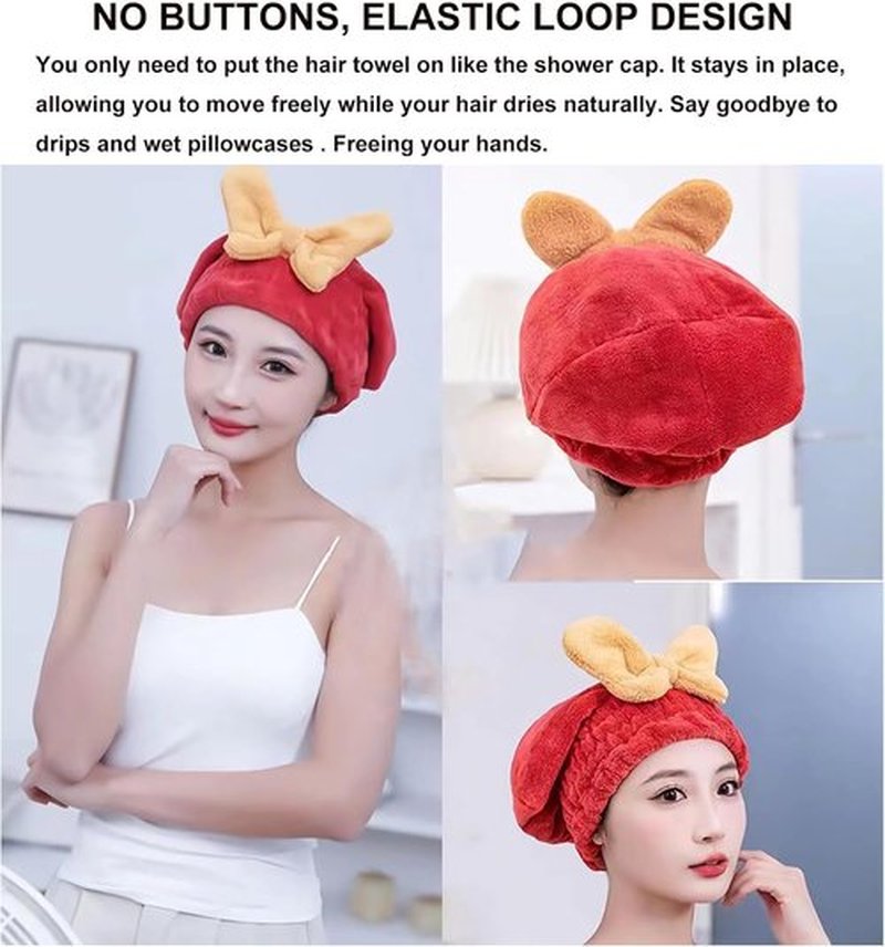 ZANWANXIN New Super Absorbent Hair Towel Wrap for Wet Hair, Efficient Absorbent Hair Towel Wrap, Quick-Drying Thickened Soft Bow Tie Wet Hair Towel Wrap for Women, Bow Knot Hair Towel Wrap (Blue)