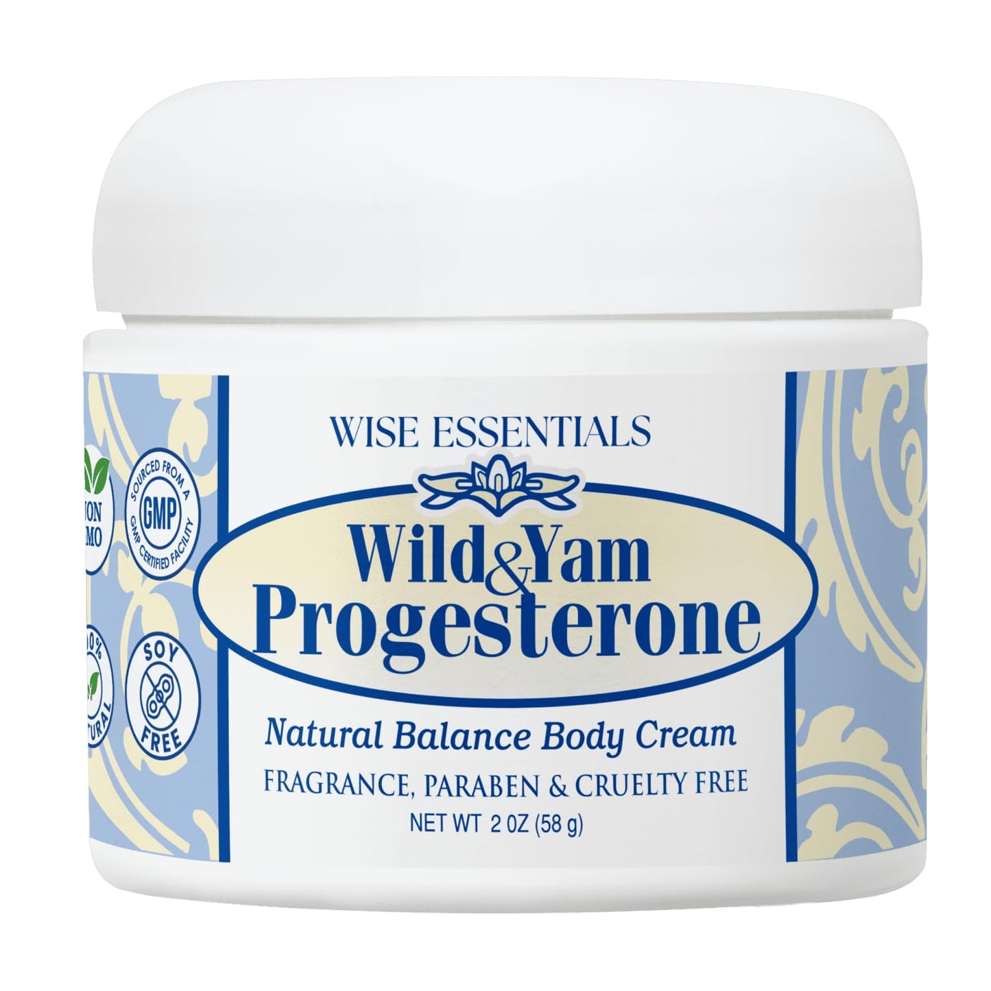 Wise Essentials Wild Yam Cream Made with phytoestrogen, natural progesterone, Chaste Tree Berry for support of Perimenopause and Menopause
