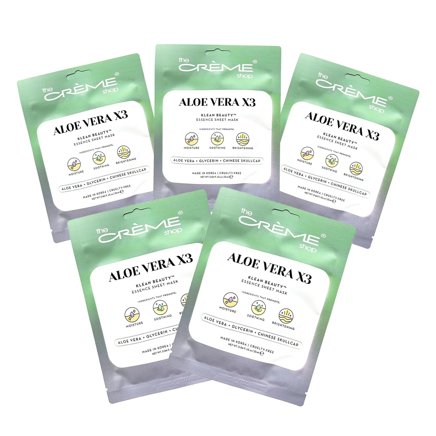 The Crème Shop Klean Beauty Aloe Vera Essence Sheet Mask (Pack of 5)
