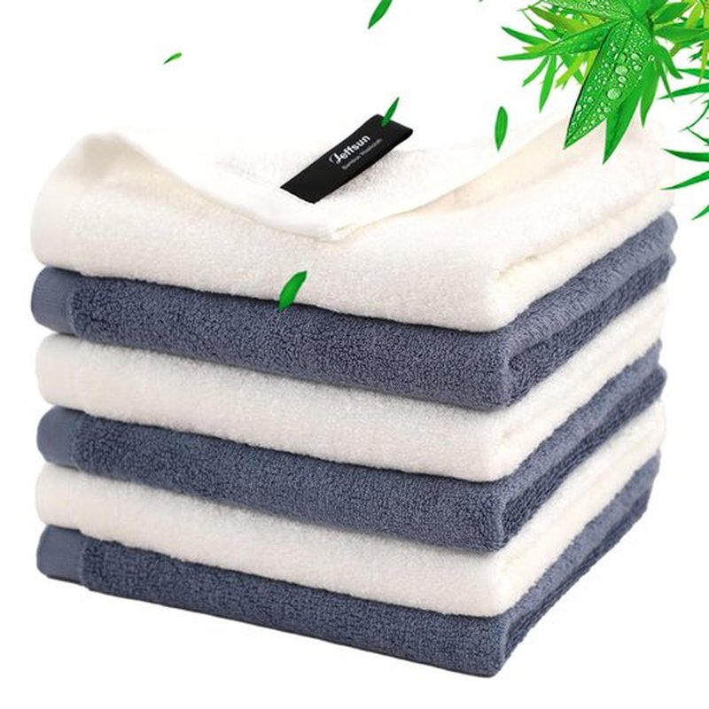XLarge Makeup Remover Towels 6 Pack, 13x13 inch Wash Cloths for Face and Body, Super Soft and Gentle Face Towels on Sensitive Skin, Easy to Clean Denim Blue Facial Cleaning Cloths