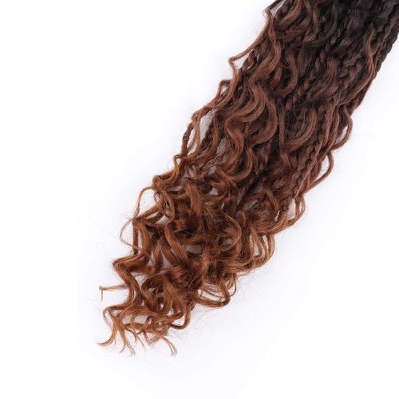 8 Packs Goddess Box Braids Crochet Hair Crochet Box Braids with Curly Ends Boho Bohemian Box Braid Hair (1B/33/30, 12 inch 8 pack)