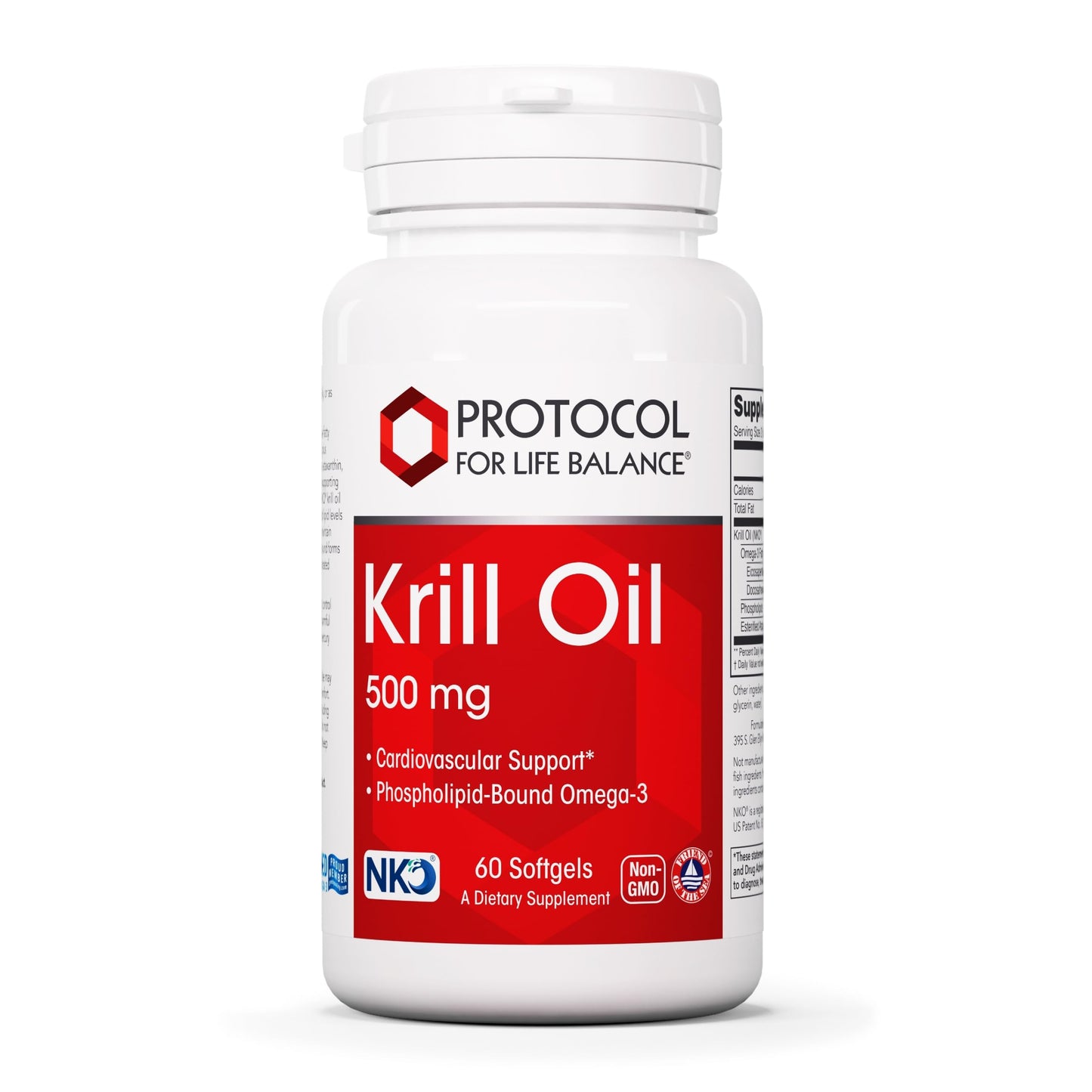 PROTOCOL FOR LIFE BALANCE Krill Oil 500mg - Krill Oil Supplement - DHA & EPA - with Astaxanthin - Supports Heart, Brain, Joints* - Non-GMO & Halal - 60 Softgels