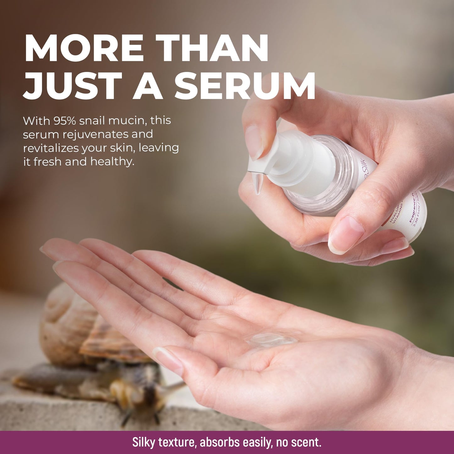 Snail Mucin Serum - Face Hydrating Essence - Hyaluronic, Collagen, Royal Jelly - Advanced 95% Snail Peptide Moisturizer, Barrier Serum - 100 ml