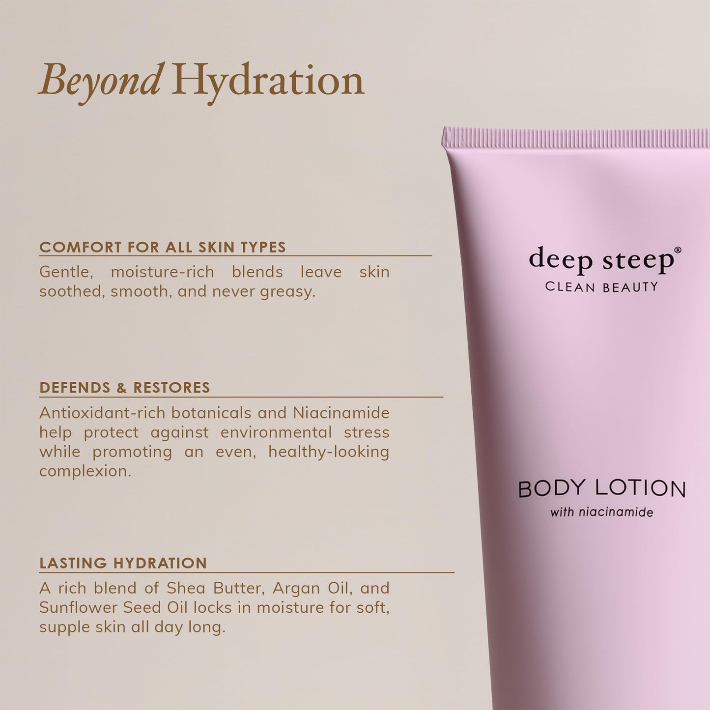 Deep Steep Body Lotion, Brown Sugar Vanilla, 8 oz – Moisturizer with Coconut Oil, Shea Butter, Argan Oil, Aloe Vera & Niacinamide – Vegan, Clean Beauty, Daily Skin Hydration