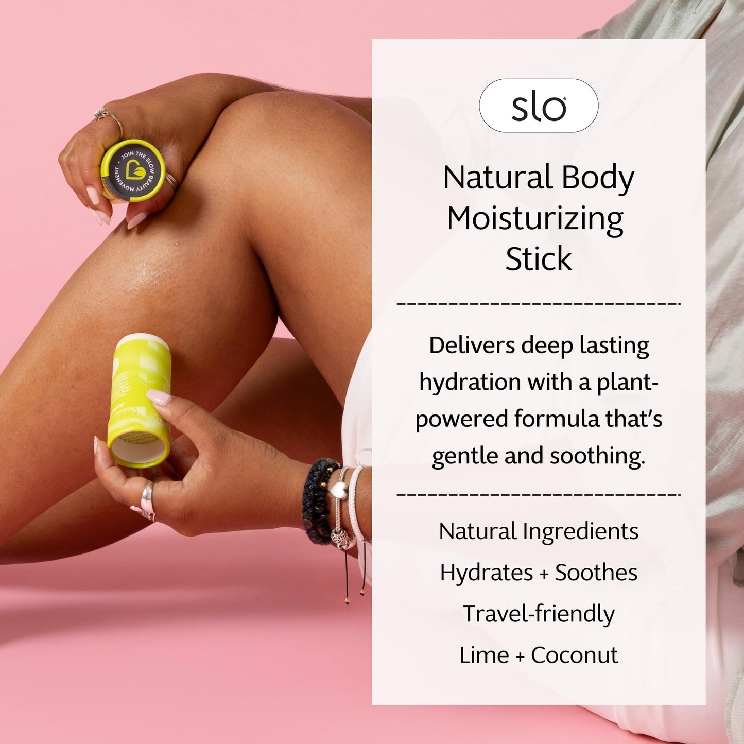 Slo Natural Moisturizing Stick | Body Balm for Dry Skin with Organic Ingredients | Hydrating + Nourishing | Coconut, Cocoa Butter & Antioxidants | Travel-Friendly | Pina Colada + Zinc | 2.11oz/60g