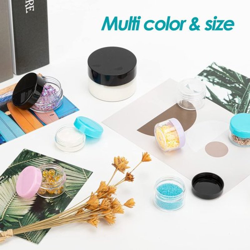 ZEJIA 5 Gram Sample Containers with Lids, 25PCS Mini Makeup Containers, Empty Plastic Travel Cosmetic Containers with Labels