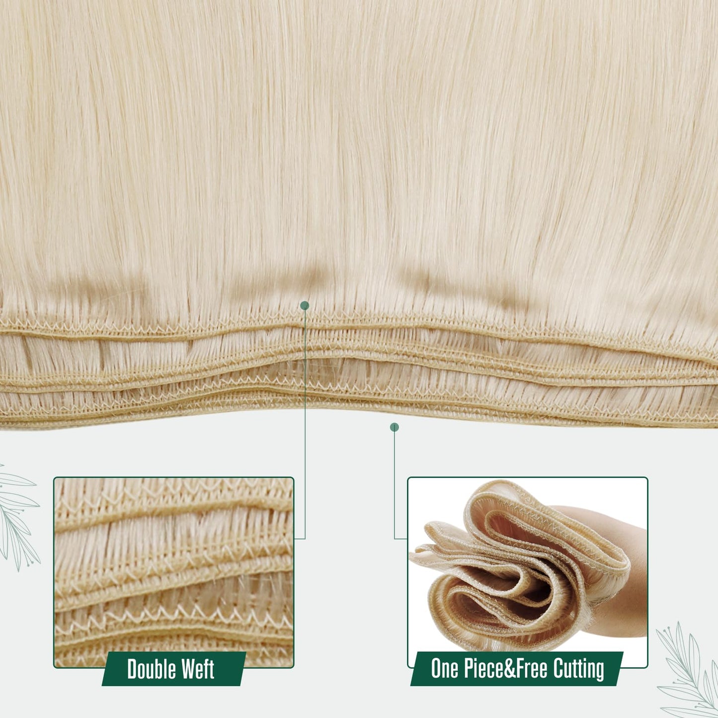 RUNATURE Blonde Weft Hair Extensions Human Hair,Straight Double Weft Sew in Bundles Human Hair,Weaving Thick Remy Hair Weft Extensions Hairpiece Short 12 Inch 70g