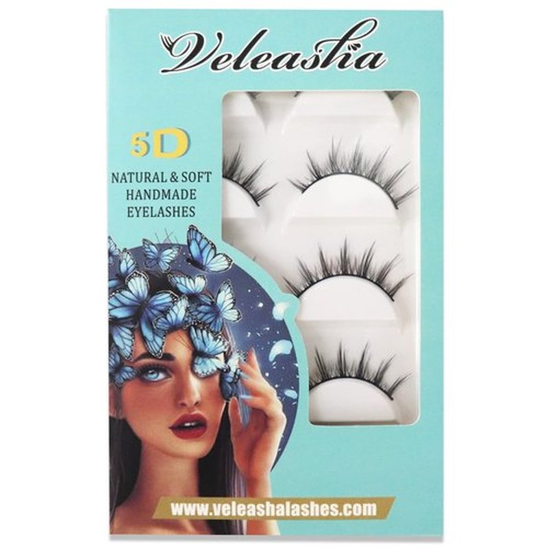 Veleasha Manga Lashes Spiky False Eyelashes 100% Handmade Eyelashes Anime Fake Lashes Lightweight Wispy Lashes 5 Pairs Pack (6D75)