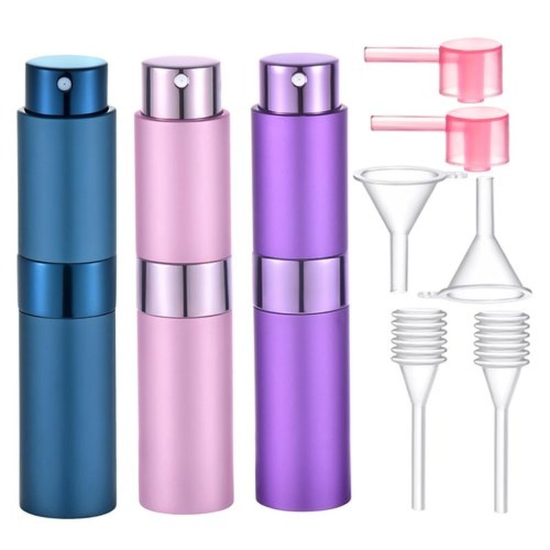 Yikimyfo 3Pcs Perfume Atomizer Cologne Travel Bottle, 8ml/0.27oz Refillable Perfume Bottle Portable Cologne Sprayer Small Perfume Spray Bottle Travel Size Cologne Refill Bottle