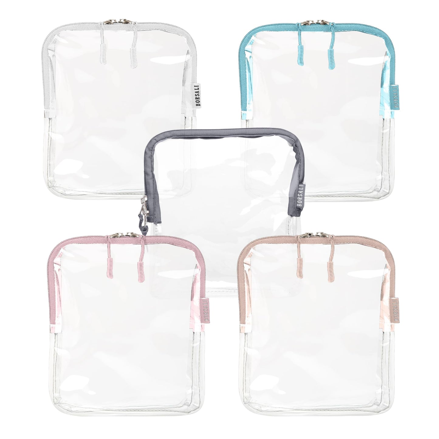 BORSALI TSA Approved Toiletry Bag, 5 Pack Colors