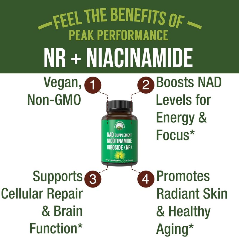 Nicotinamide Riboside Supplement - Boost NAD+ Levels | Non-GMO, Vegan, 3rd Party Tested Capsules for Men & Women