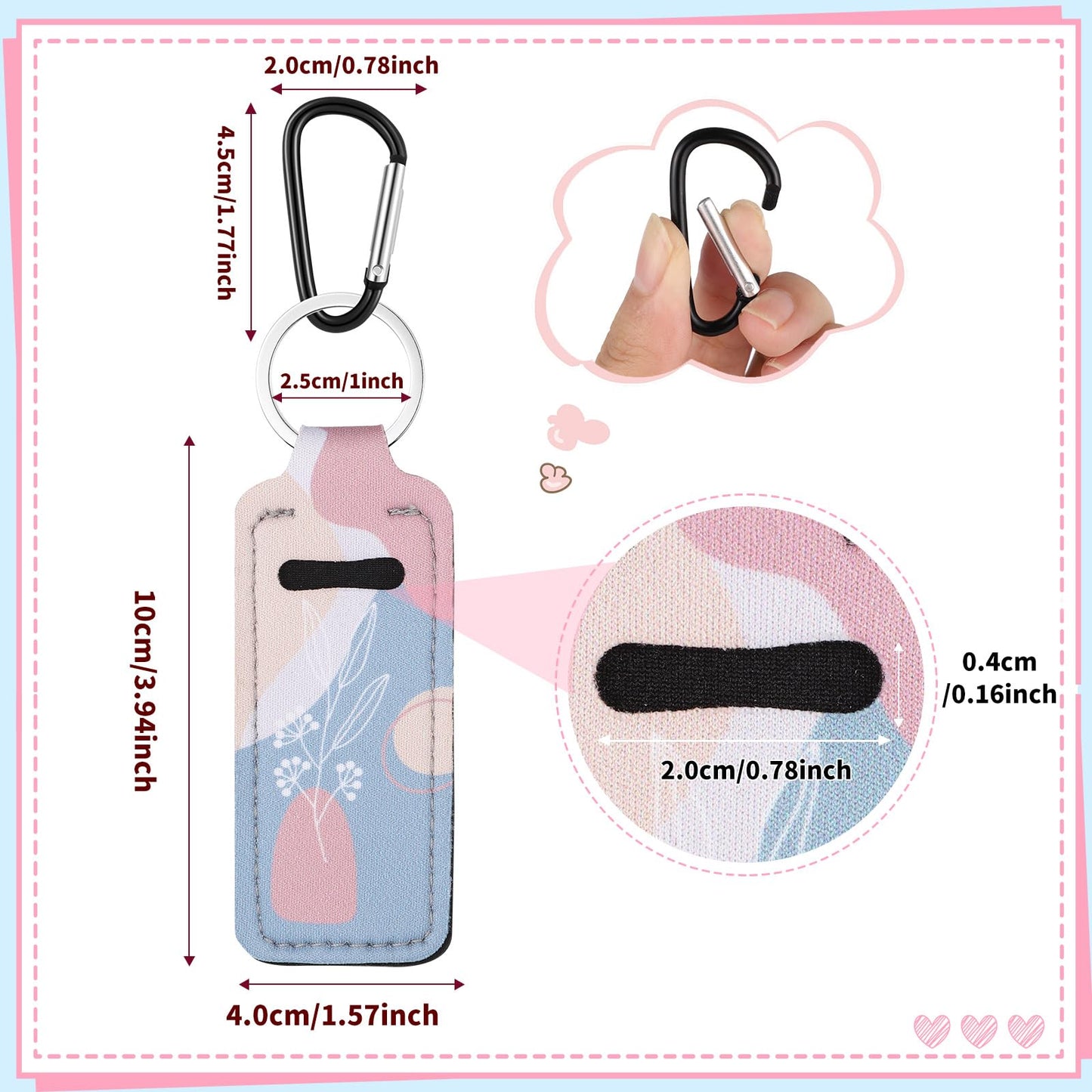 Pengxiaomei 3 Pcs Chapsticks Holder Keychain for Lipstick, Lip Balm Keychain Holder with Metal Clip Easter Gifts for Women Easter Basket Stuffers