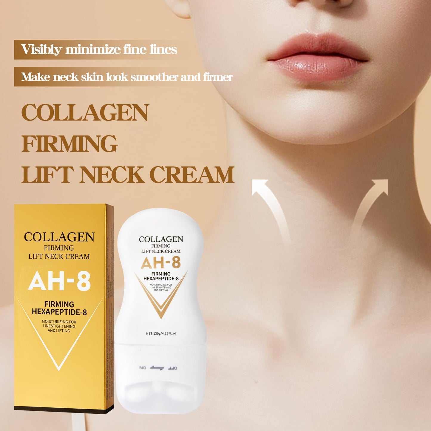 NIZENTA AH-8 Firming Neck Cream, Collagen Neck Cream for Tightening and Firming, Neck Tightening Cream, Moisturizing, Skin Care for Women and Men, Day and Night Use, 120g