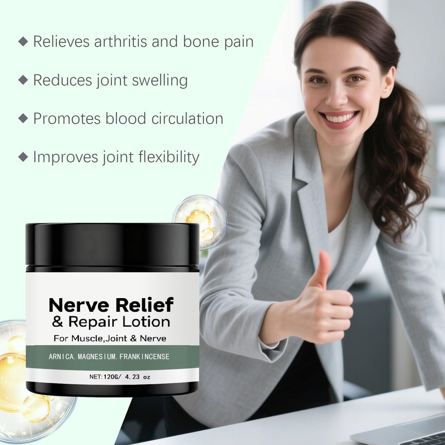 2Pcs Nerve Cream, Neuropathy Lotion with Arnica & Magnesium for Knee, Natural Soothing for Joint, Lumbar, Neck, Hand and Foot.